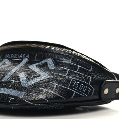 Balenciaga Agneau Arena Graffiti All Over XXS Souvenir Belt Bag Black White 10 of 10