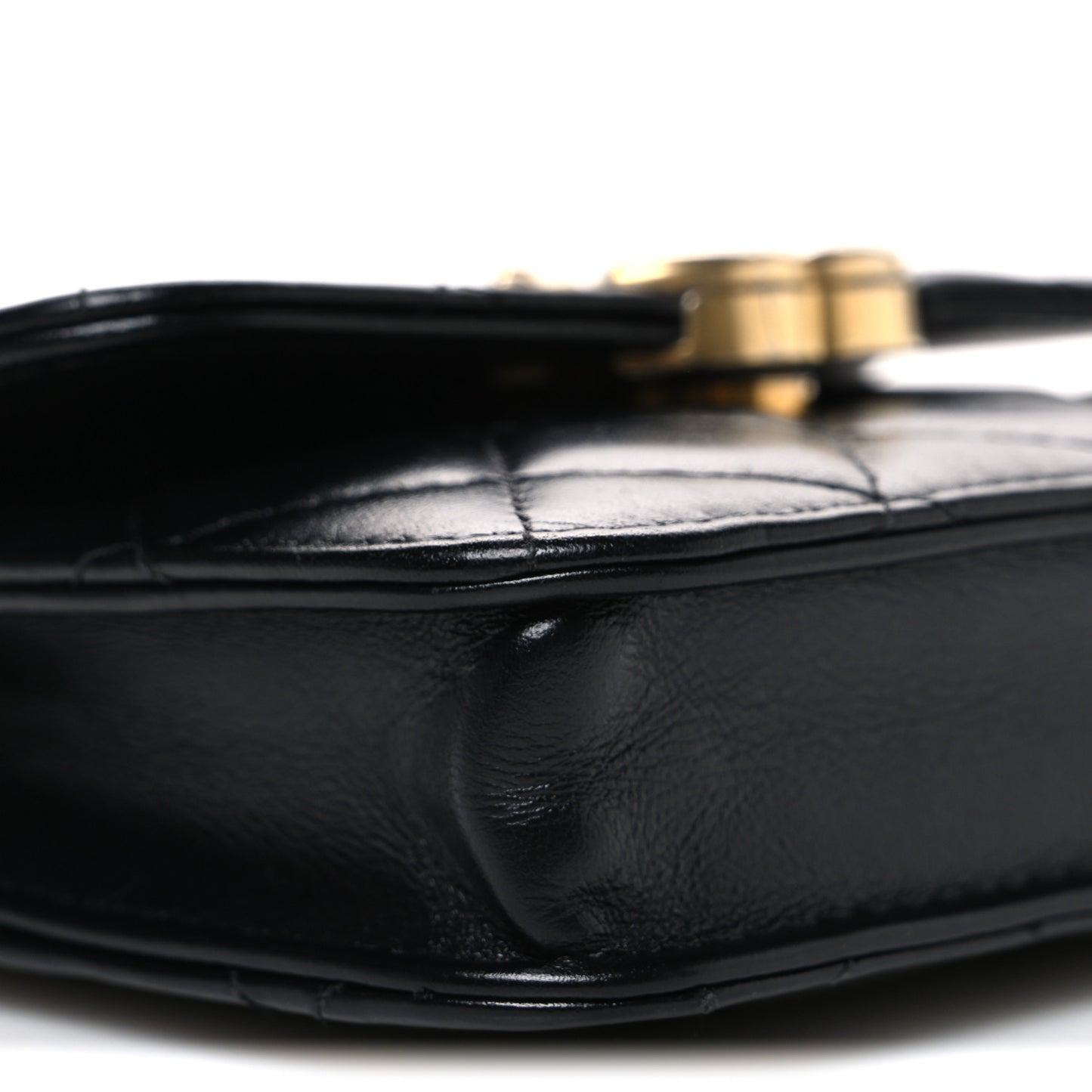 Calfskin Quilted Perfect Fit Coin Purse With Chain Black
