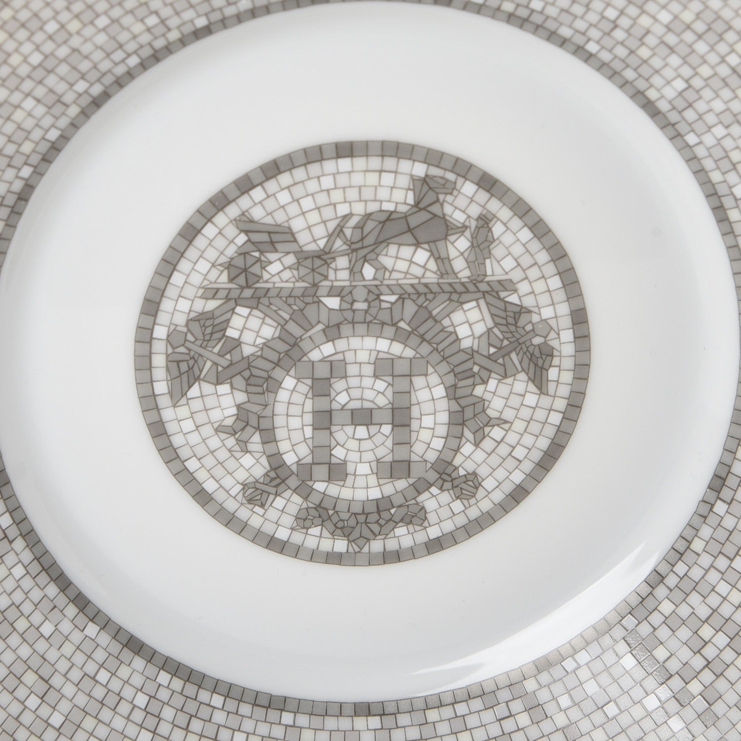 Hermes Porcelain Mosaique Au 24 Breakfast Cup And Saucer Set Of 2 Platine 19 of 27