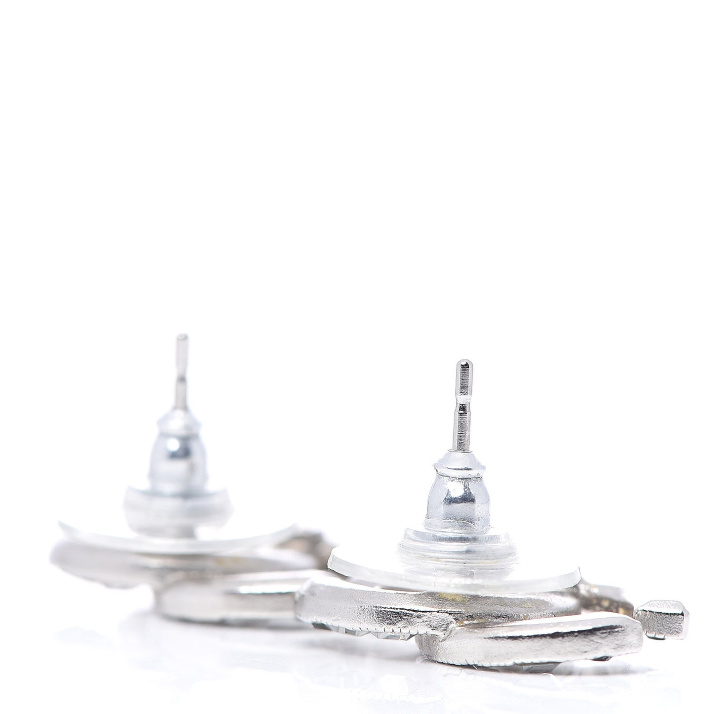 Baguette Crystal CC Earrings Silver