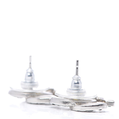 Chanel Baguette Crystal CC Earrings Silver 3 of 5