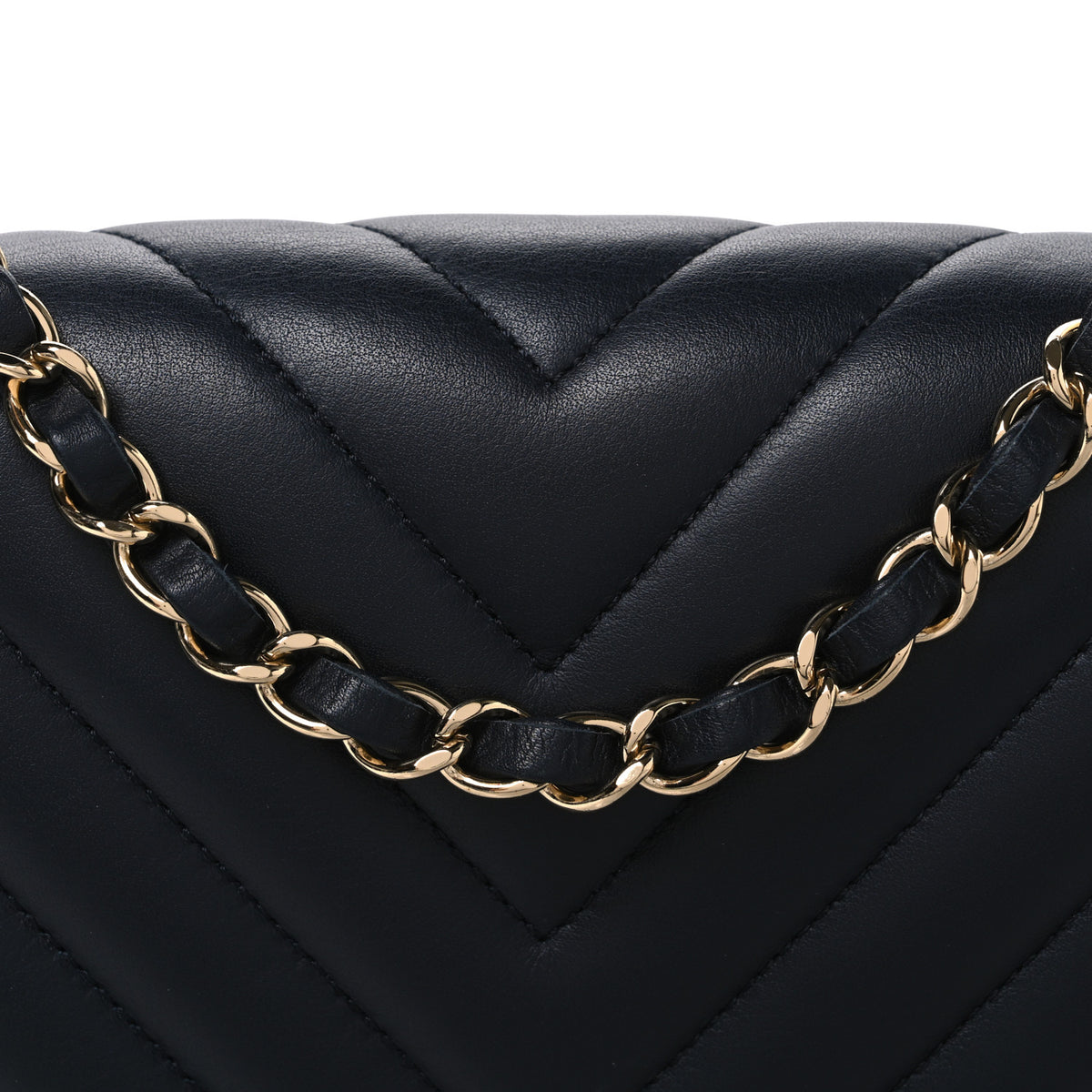 Chanel Calfskin Chevron Quilted Medium Statement Flap Navy 7 of 10