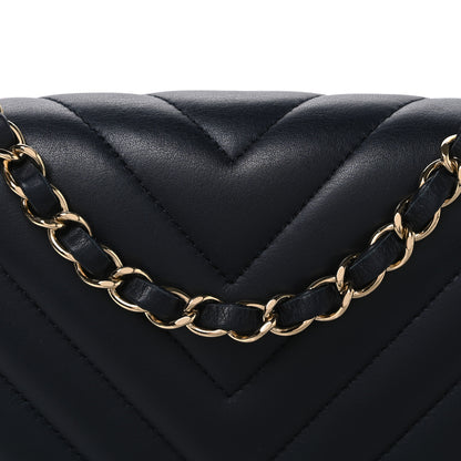 Chanel Calfskin Chevron Quilted Medium Statement Flap Navy 7 of 10
