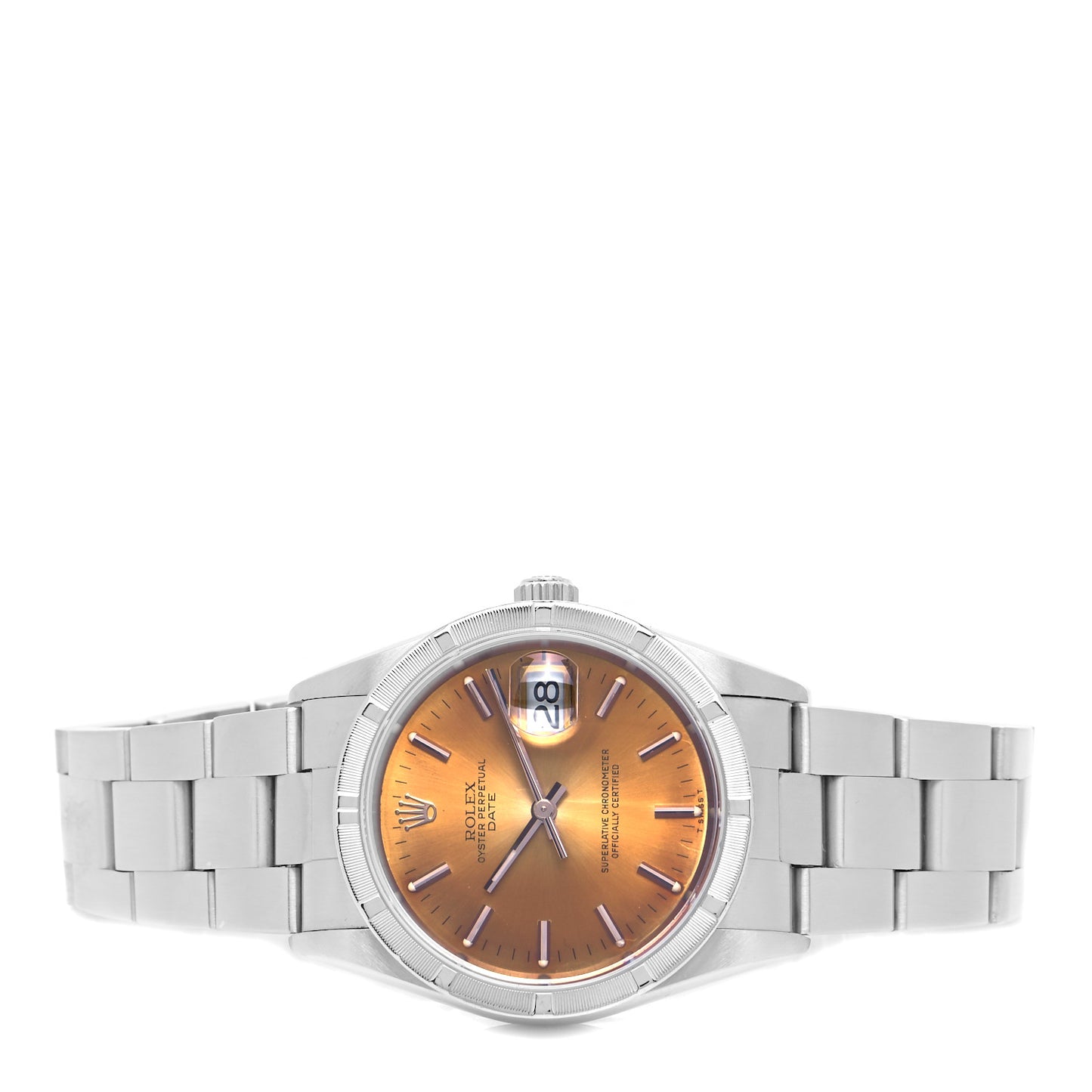 Stainless Steel 34mm Oyster Perpetual Date Watch Orange 15210
