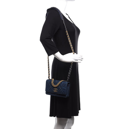 Chanel Denim Quilted 19 Wallet On Chain WOC Blue 2 of 13