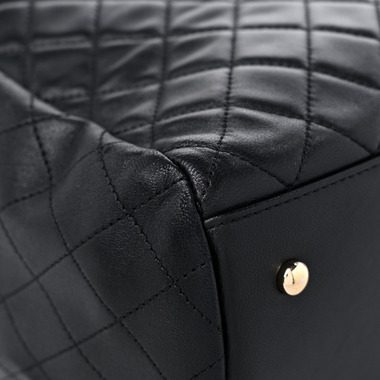 Chanel Lambskin Quilted Large Drawstring Bag Black 8 of 12