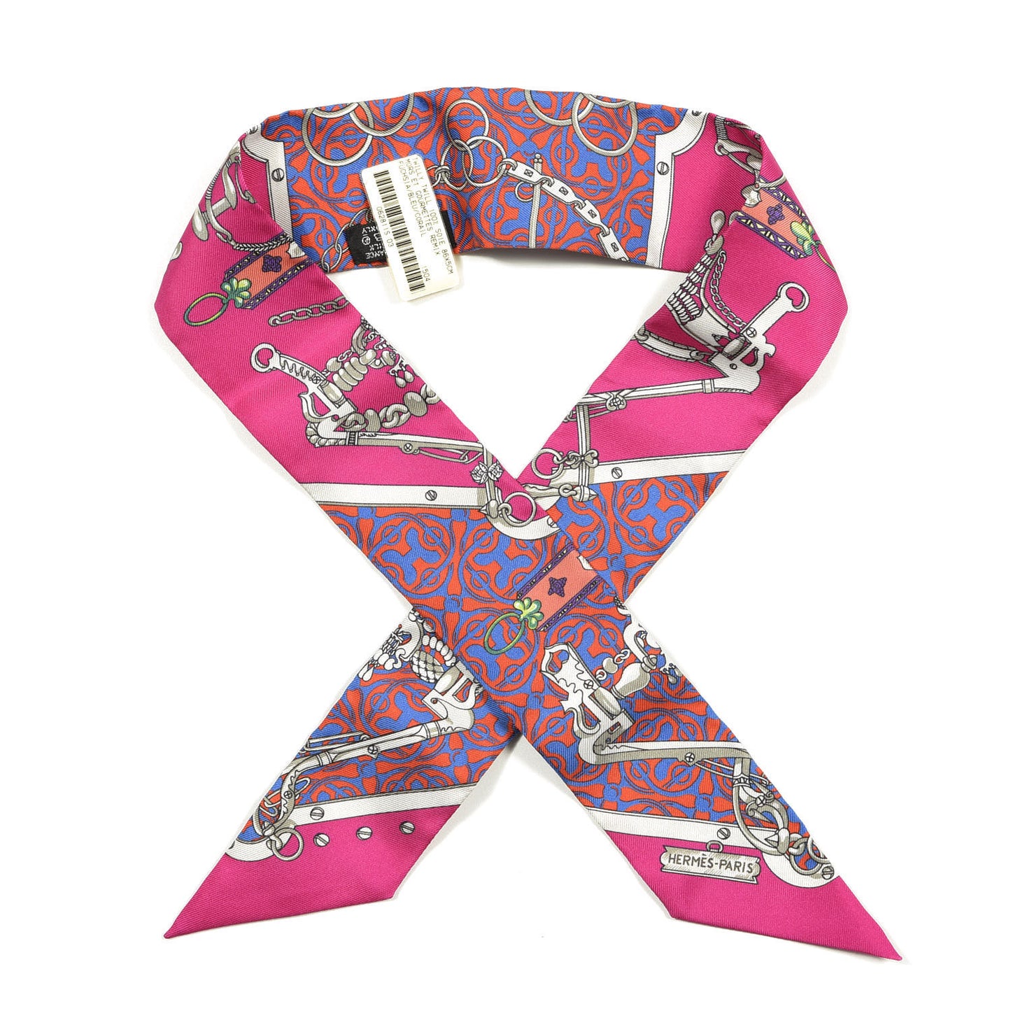 Silk Mors Et Gourmettes Remix Twilly Fuchsia Bleu Corail