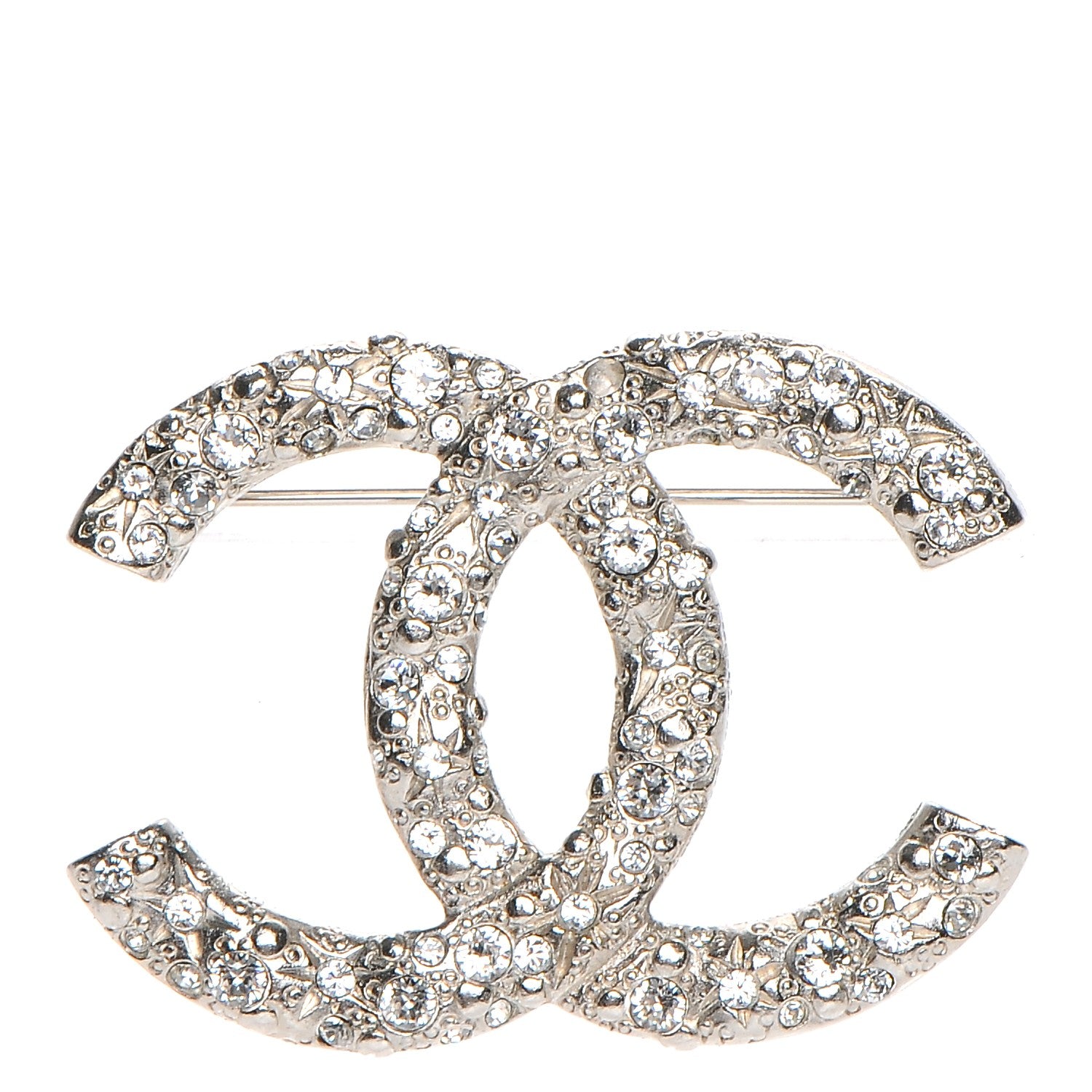 Chanel Crystal Large CC Brooch Silver 1 of 5