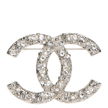 Chanel Crystal Large CC Brooch Silver 1 of 5