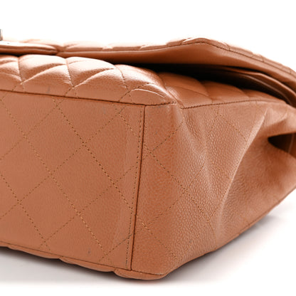 Chanel Caviar Quilted Maxi Double Flap Light Brown 10 of 11