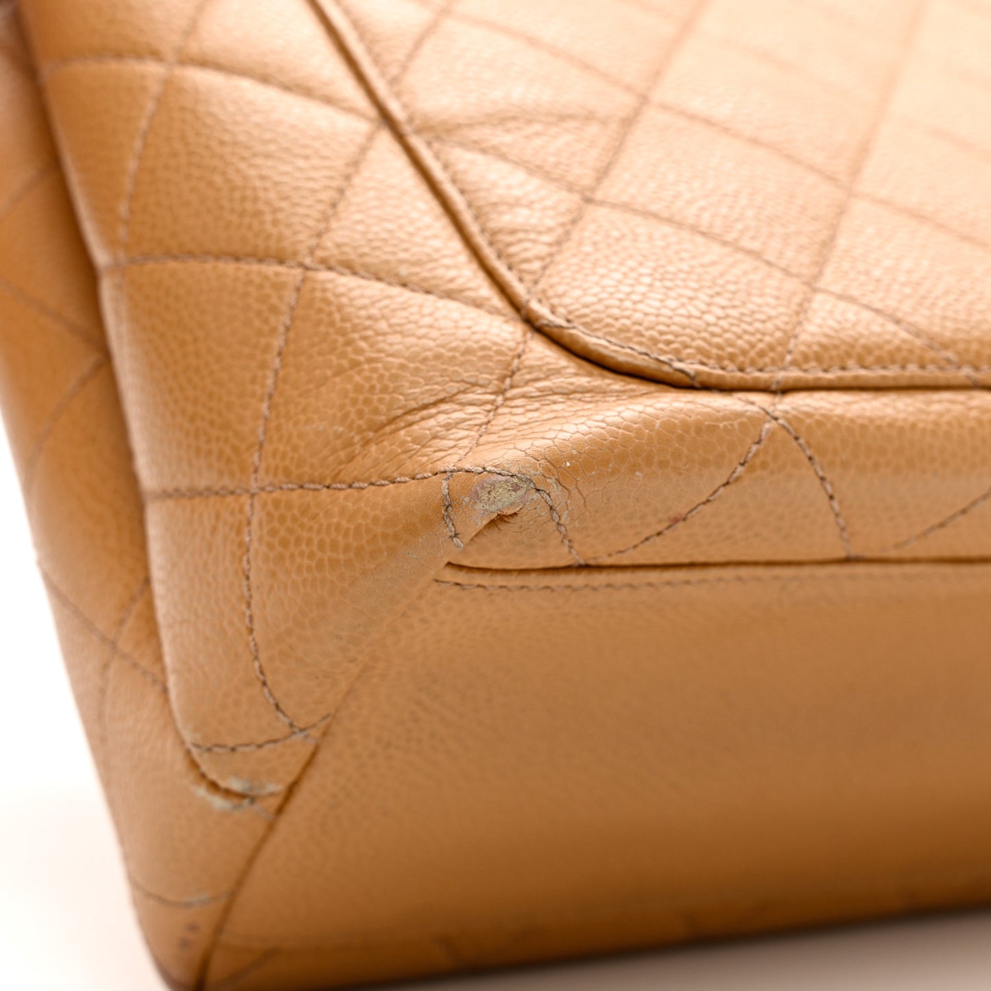 Caviar Quilted Jumbo Kelly Flap Beige