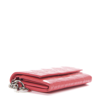 Christian Dior Patent Cannage Rendezvous Chain Wallet Coral 3 of 6