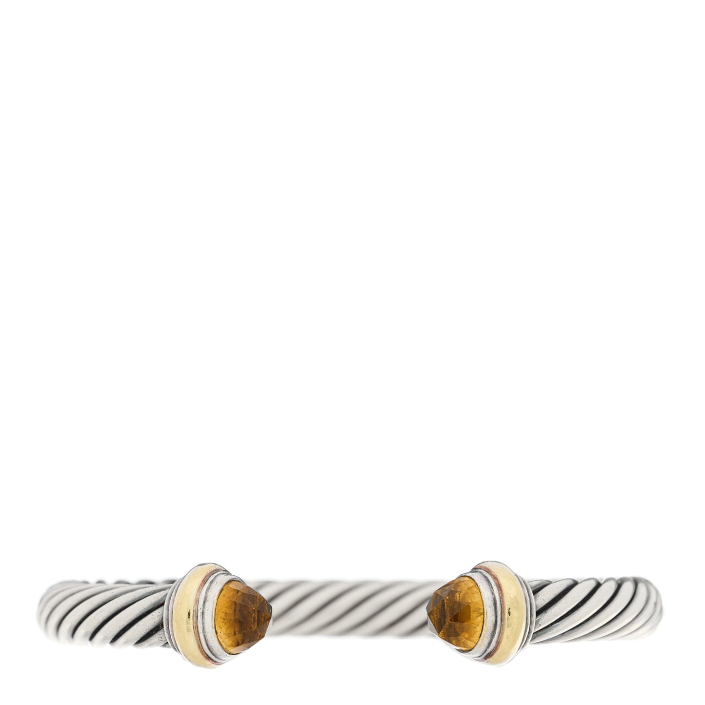Sterling Silver 14K Yellow Gold Citrine 7mm Cable Classics Bracelet