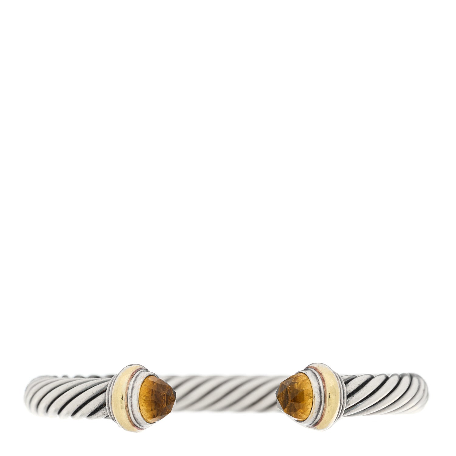 David Yurman Sterling Silver 14K Yellow Gold Citrine 7mm Cable Classics Bracelet 1 of 3