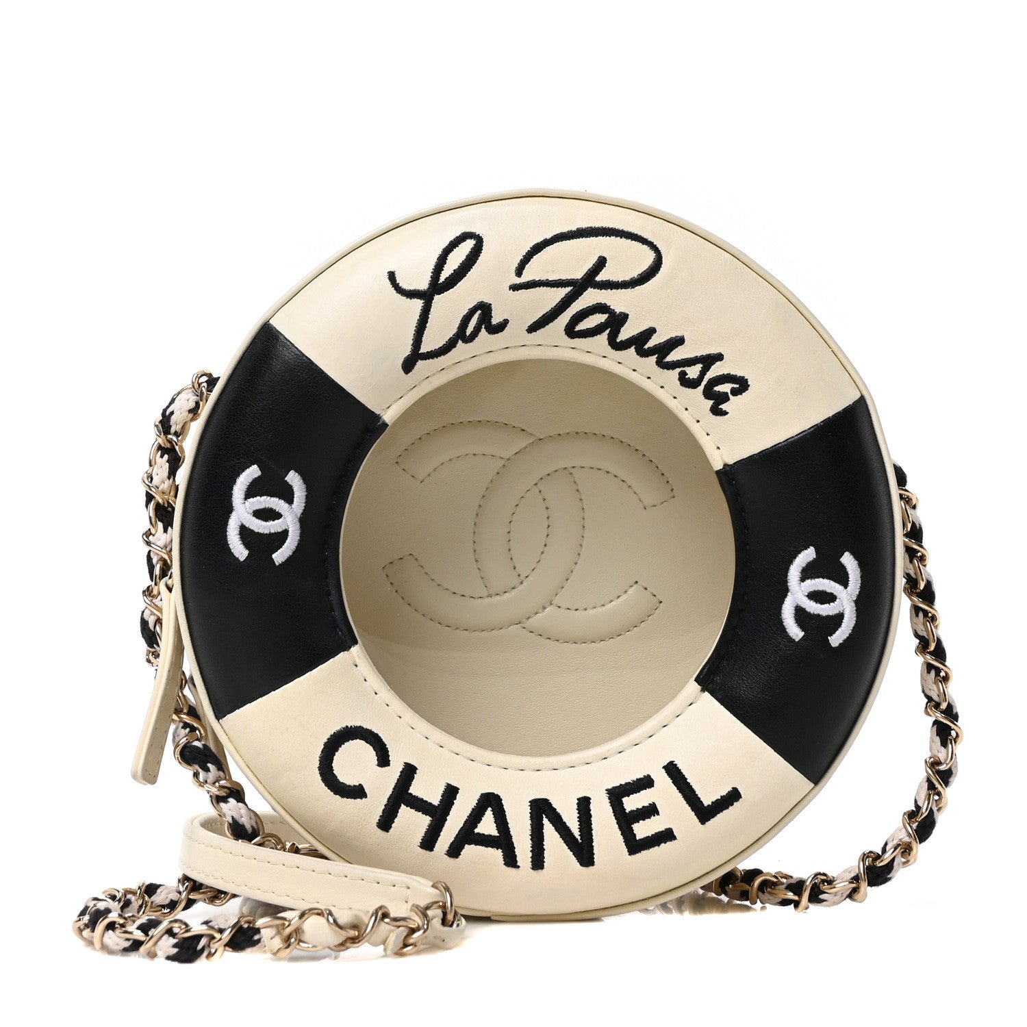 Chanel Lambskin Coco Lifesaver Round Bag Black White 1 of 10