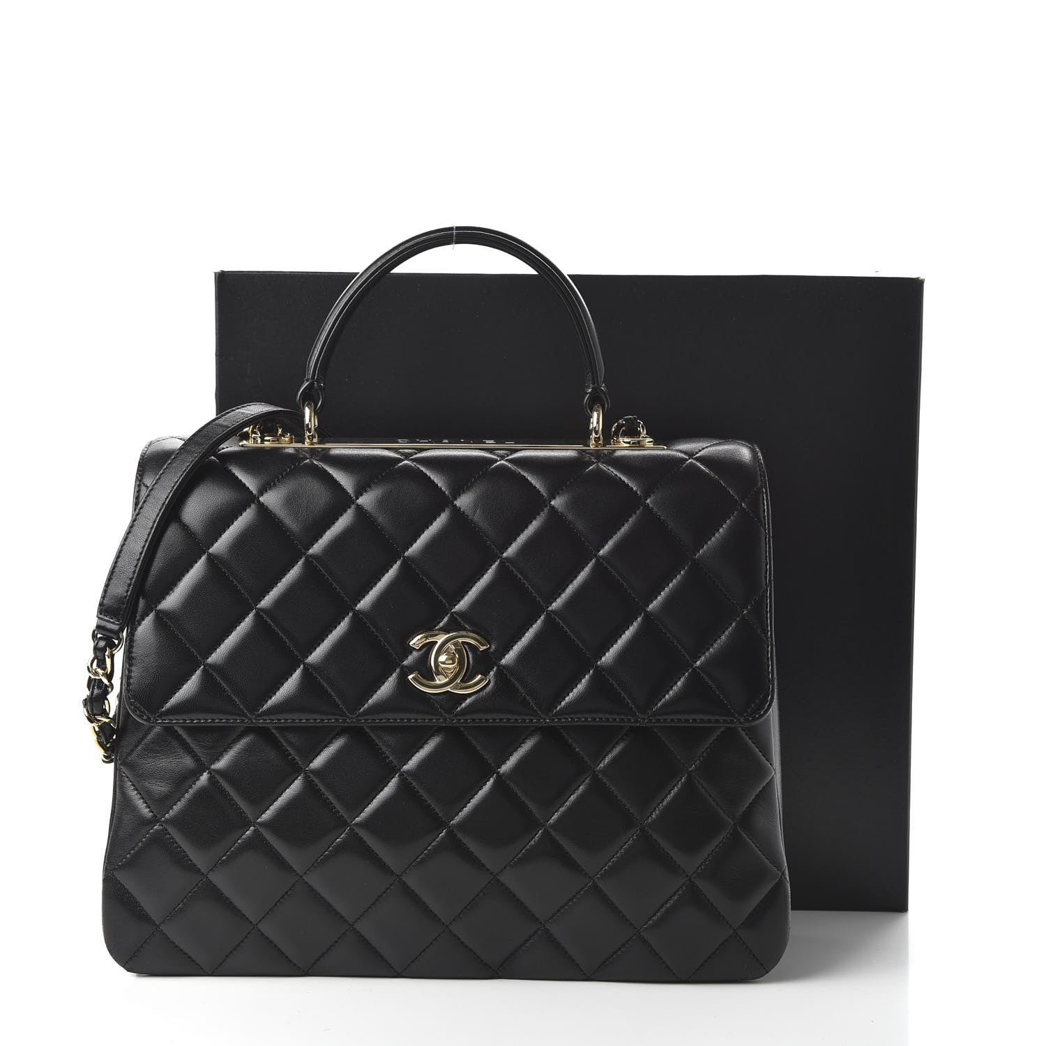 Chanel Lambskin Quilted Large Trendy CC Dual Handle Flap Bag Black 12 of 12