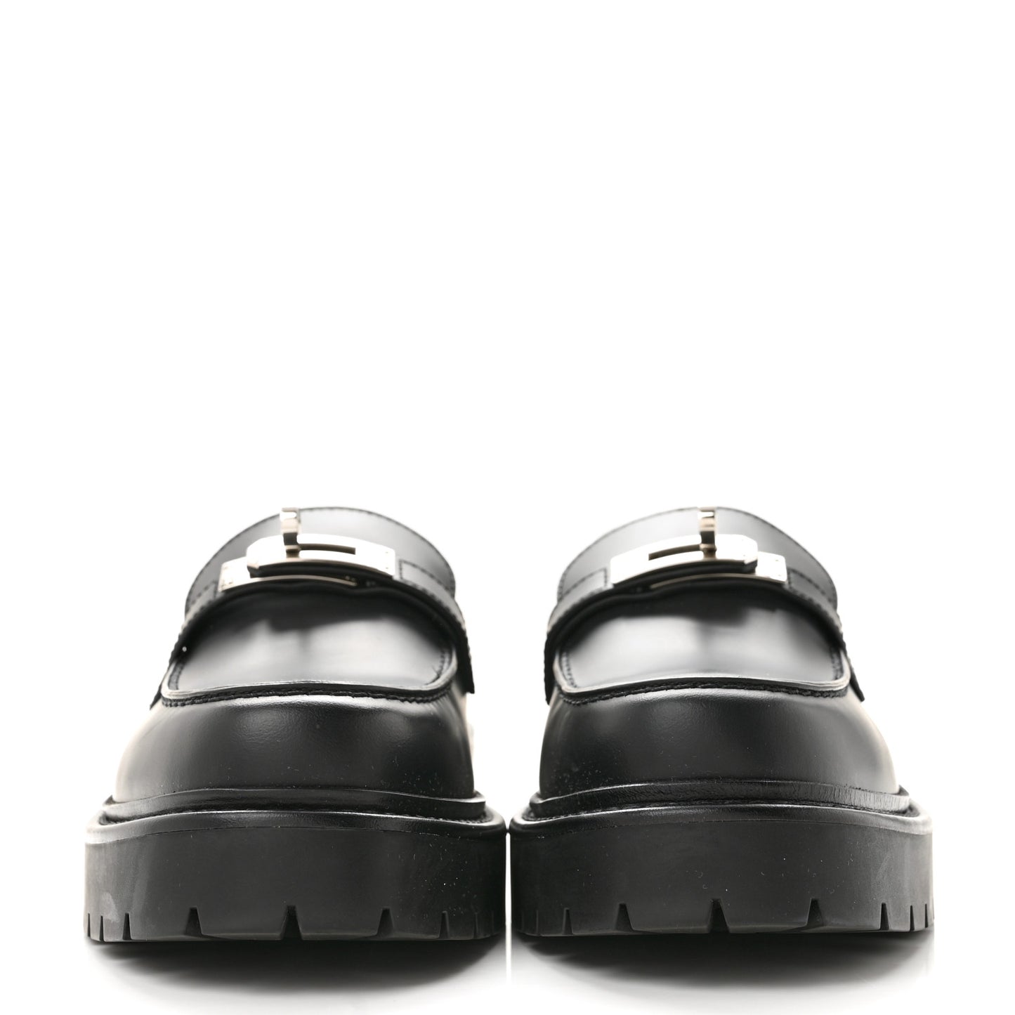 Calfskin Womens Icone Loafers 37 Black