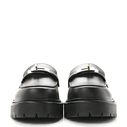 Hermes Calfskin Womens Icone Loafers 37 Black 3 of 10
