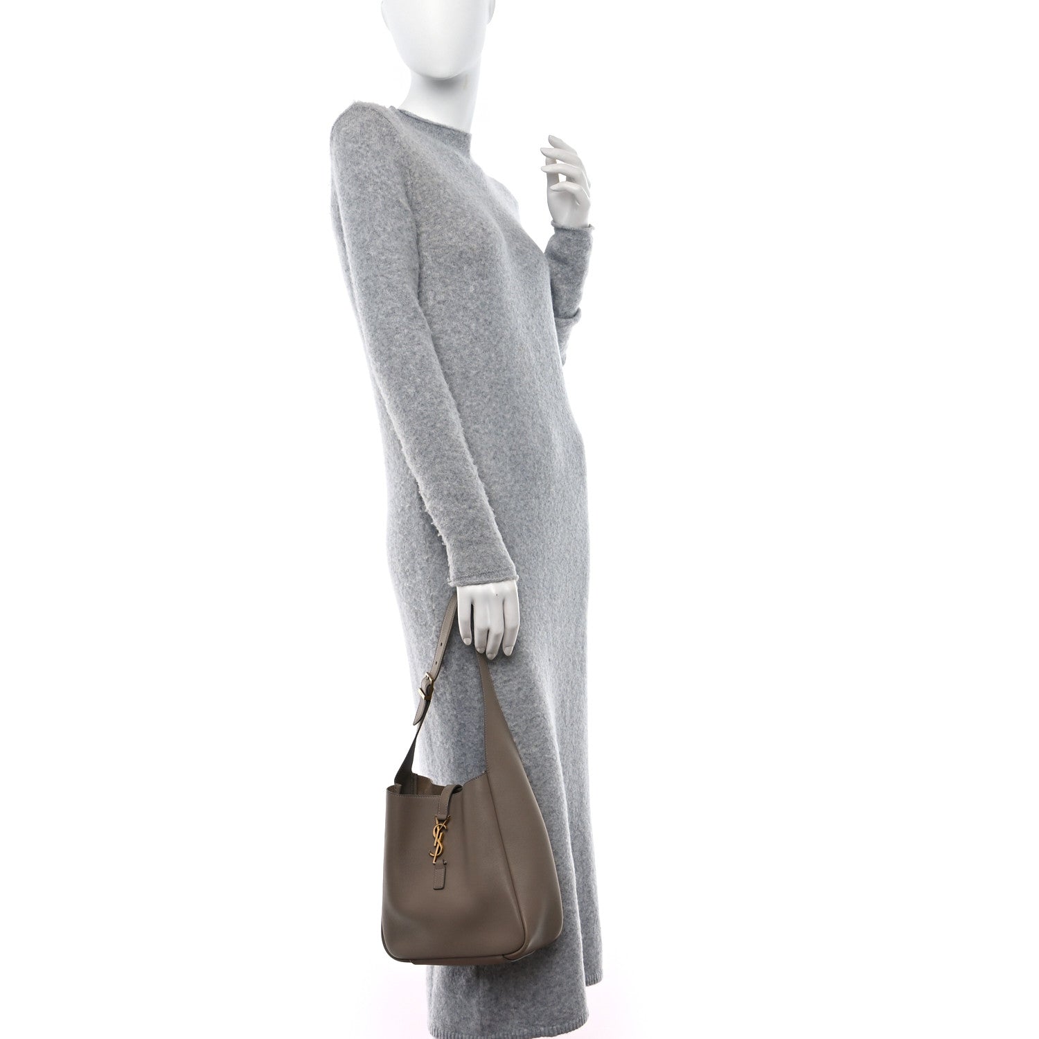 Saint Laurent Smooth Calfskin Small Le 5 A 7 Soft Hobo Dusty Grey 2 of 8