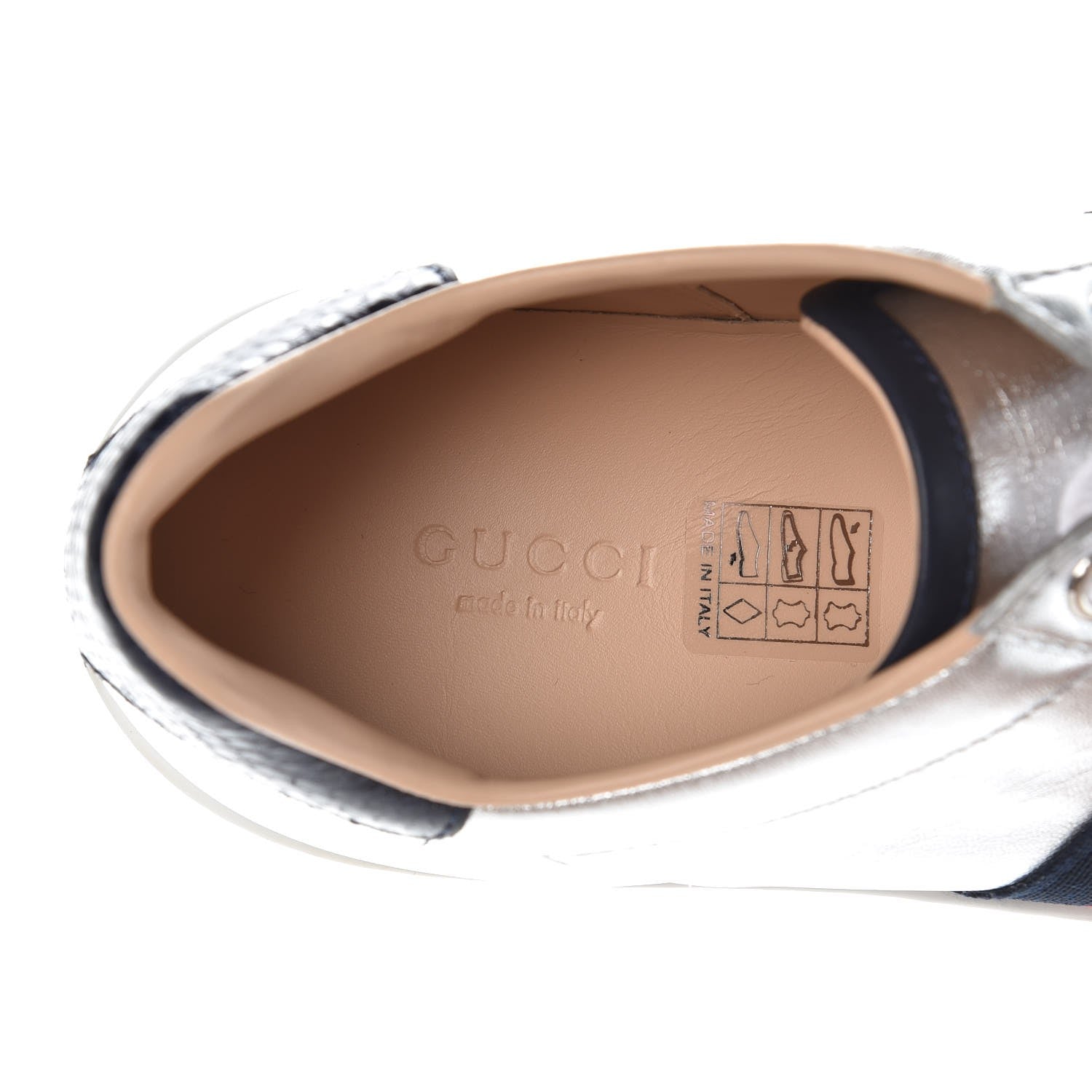Gucci Ayers Calfskin Womens New Ace Sneaker 37.5 Silver 8 of 10