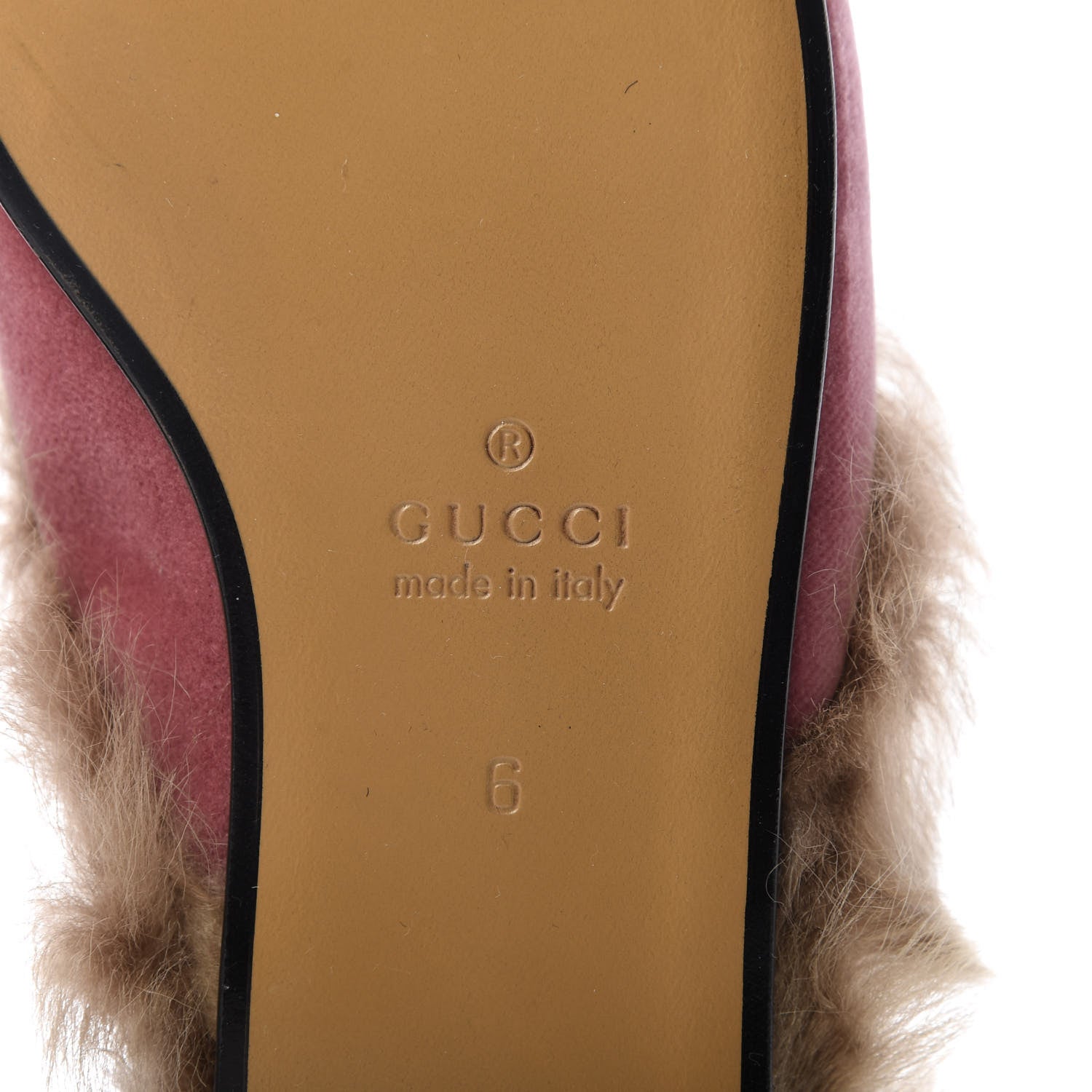 Gucci Velvet Fur Mens Princetown Slippers 6 Pink 8 of 8
