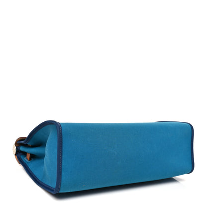Hermes Toile Officier Vache Hunter Herbag Zip PM 31 Bleu Izmir Fauve 4 of 10