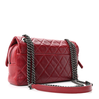 Chanel Glazed Calfskin Quilted Medium Duo Color Flap Dark Red 3 of 10