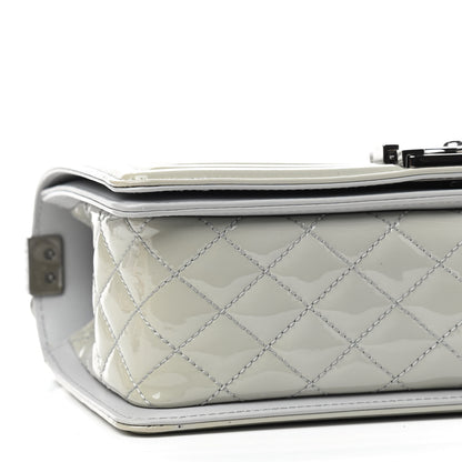 Chanel Patent Chevron Quilted Medium Boy Flap Grey 5 of 8