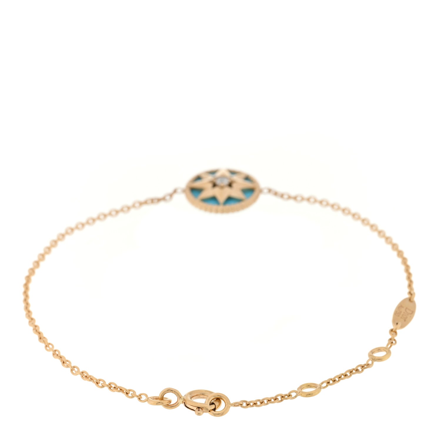 Christian Dior 18K Yellow Gold Diamond Turquoise Rose des Vents Bracelet 2 of 3