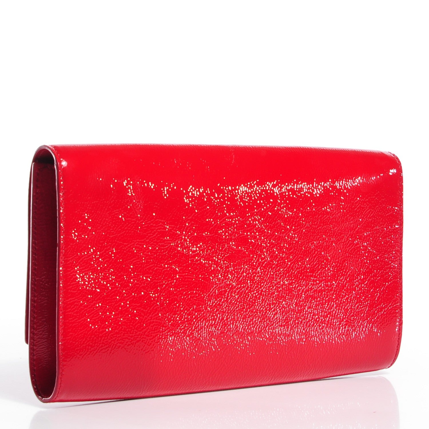 Saint Laurent Textured Patent Monogram Large Belle De Jour Clutch Red 3 of 7