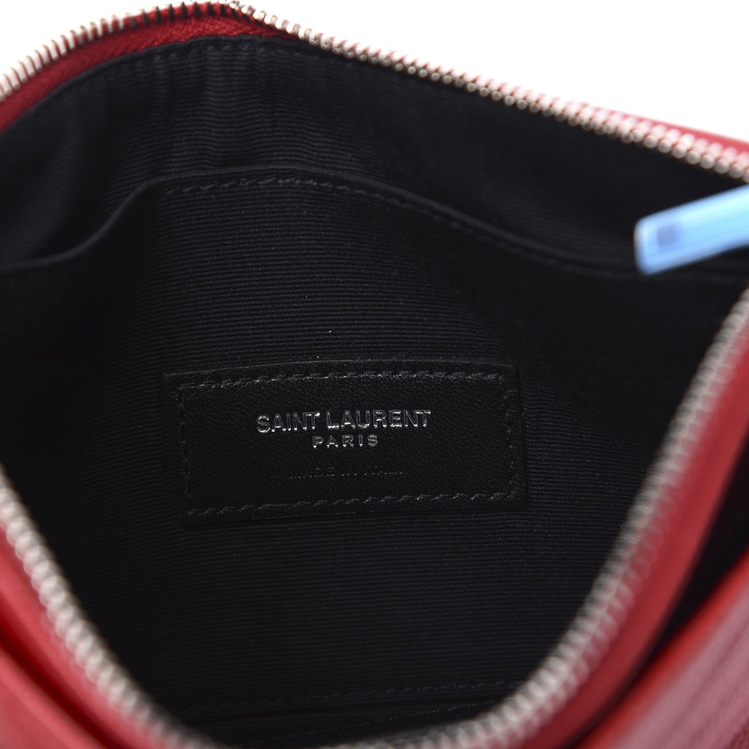 Saint Laurent Grain De Poudre Chevron Monogram Bill Pouch Rouge Eros 6 of 8