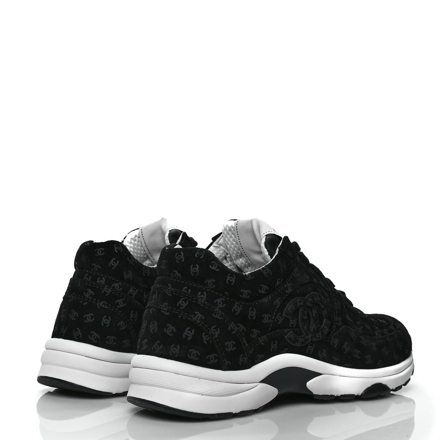 Suede Calfskin Printed CC Sneakers 37 Black