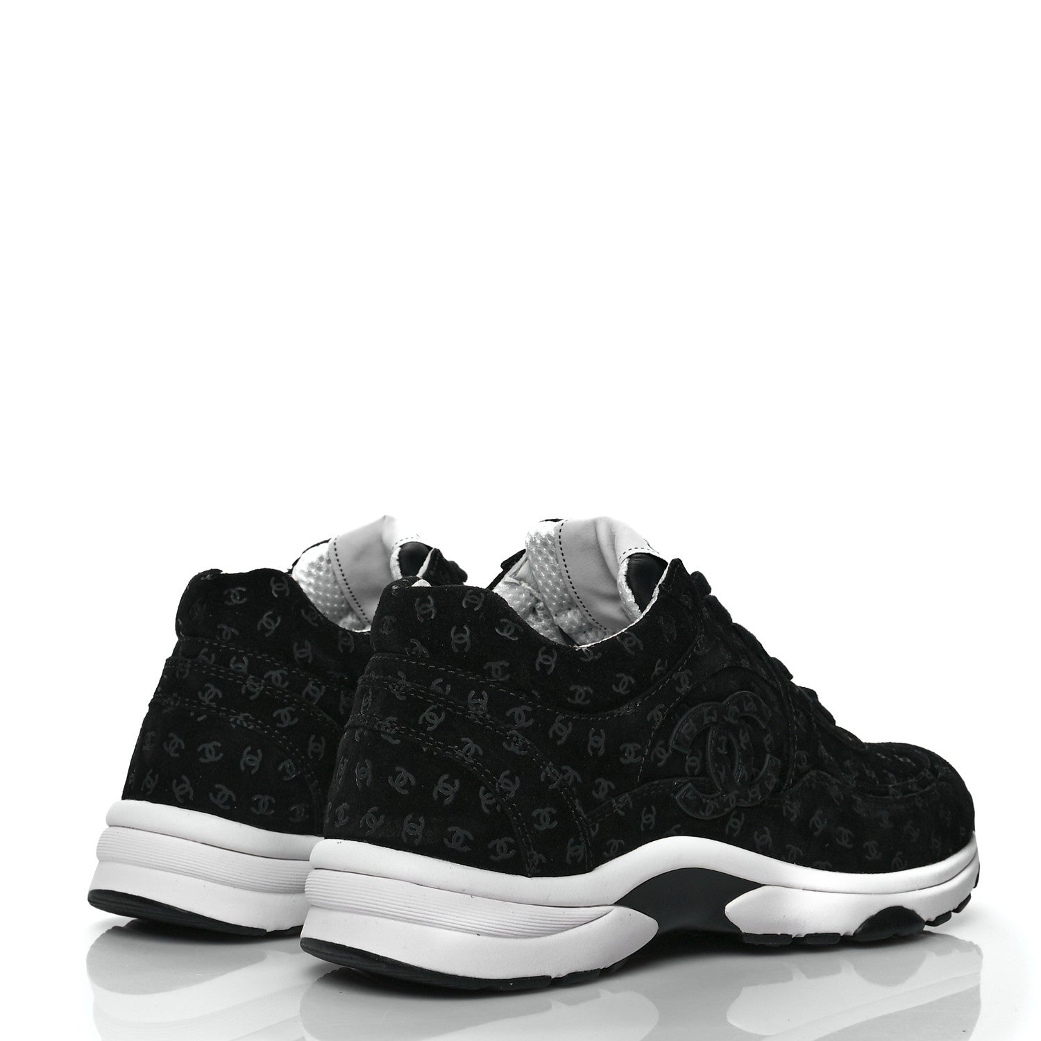 Chanel Suede Calfskin Printed CC Sneakers 37 Black 4 of 8