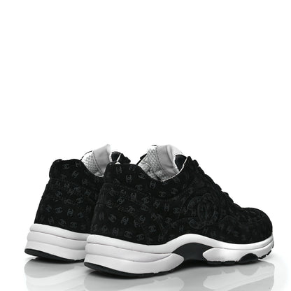 Chanel Suede Calfskin Printed CC Sneakers 37 Black 4 of 8