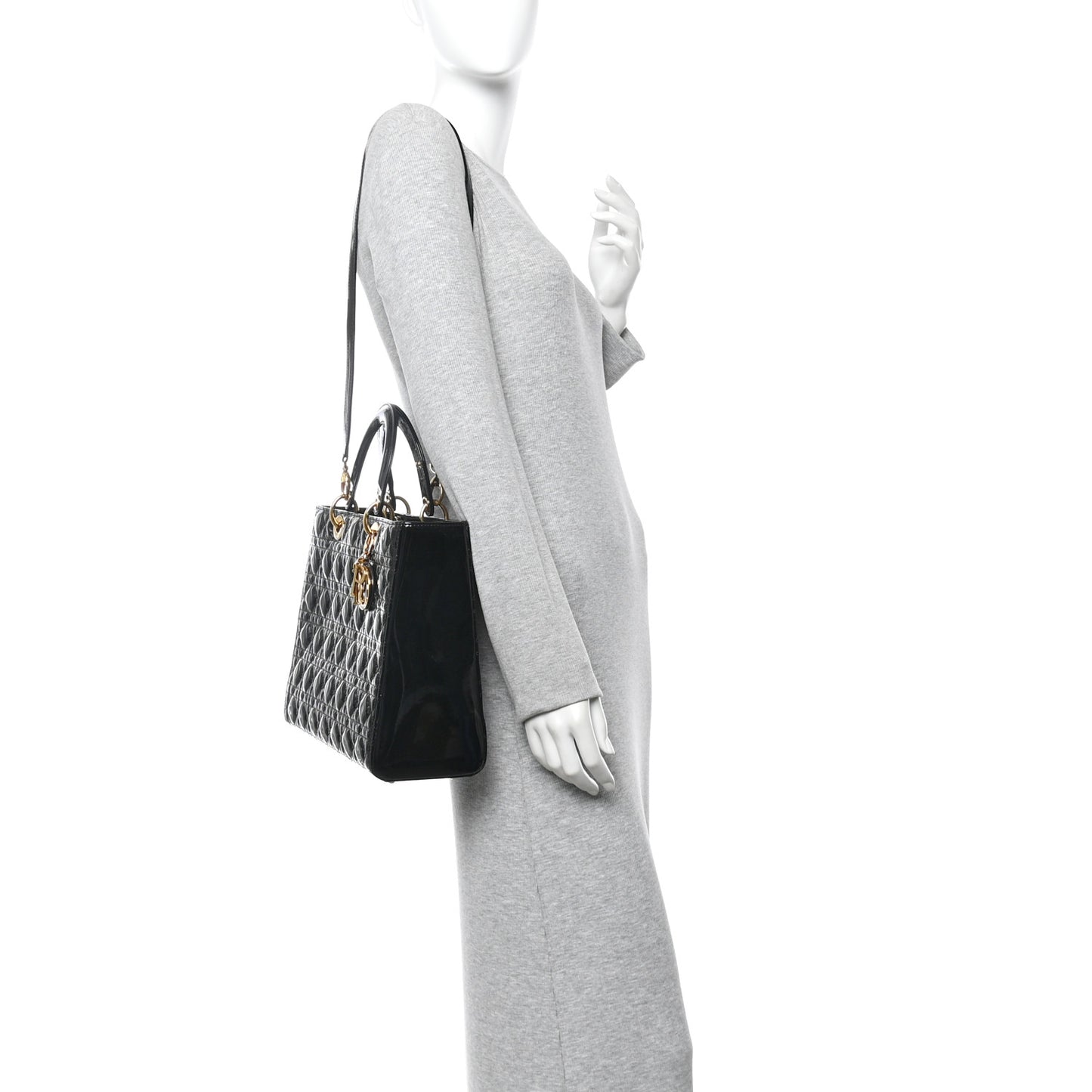 Patent Cannage Large Lady Dior Black