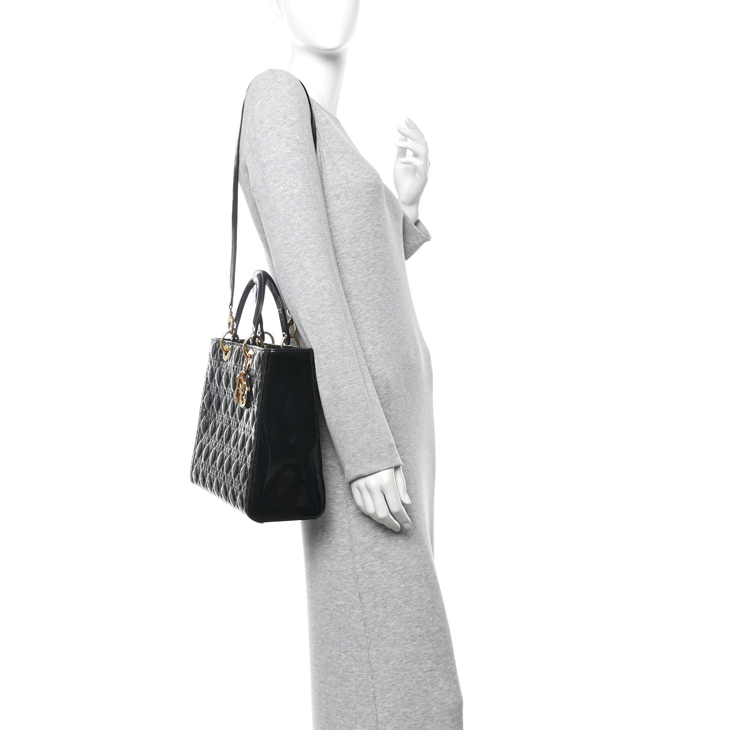 Christian Dior Patent Cannage Large Lady Dior Black 2 of 10