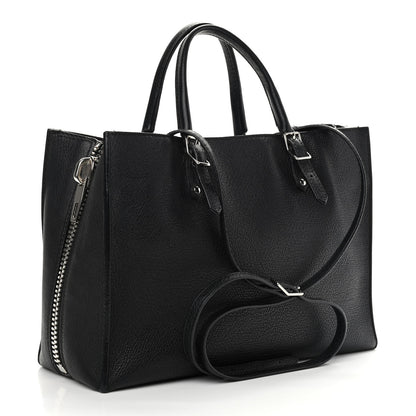 Balenciaga Grained Calfskin Plate Hardware Papier A6 Zip Around Tote Black 2 of 12