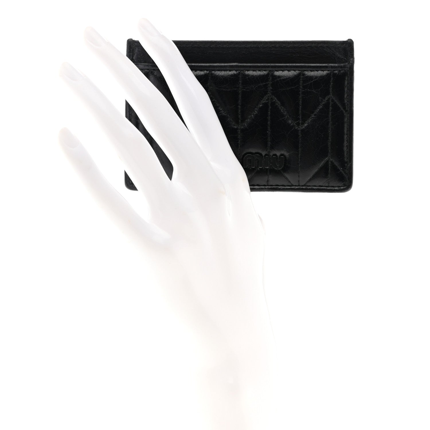 Miu Miu Vitello Shine Trapu Card Holder Black 2 of 8