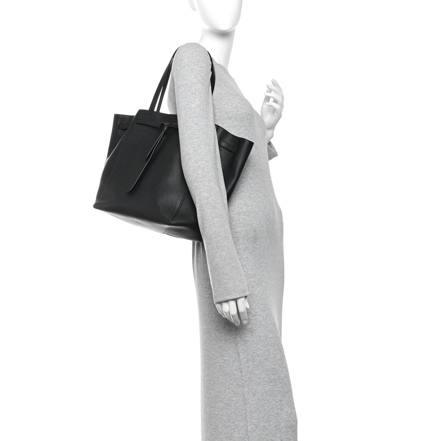 Celine Soft Grained Calfskin Small Belt Cabas Phantom Black 2 of 10