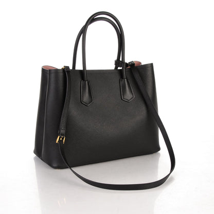 Prada Saffiano Cuir Large Double Bag Black Mughetto 3 of 7