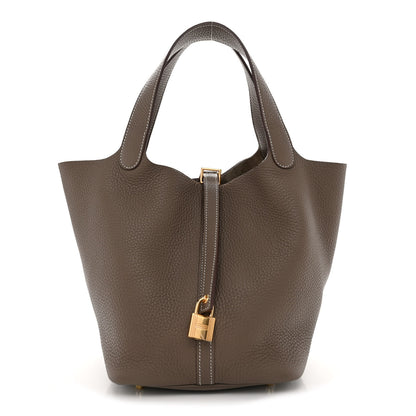 Hermes Taurillon Clemence Picotin Lock 22 MM Etoupe 1 of 12