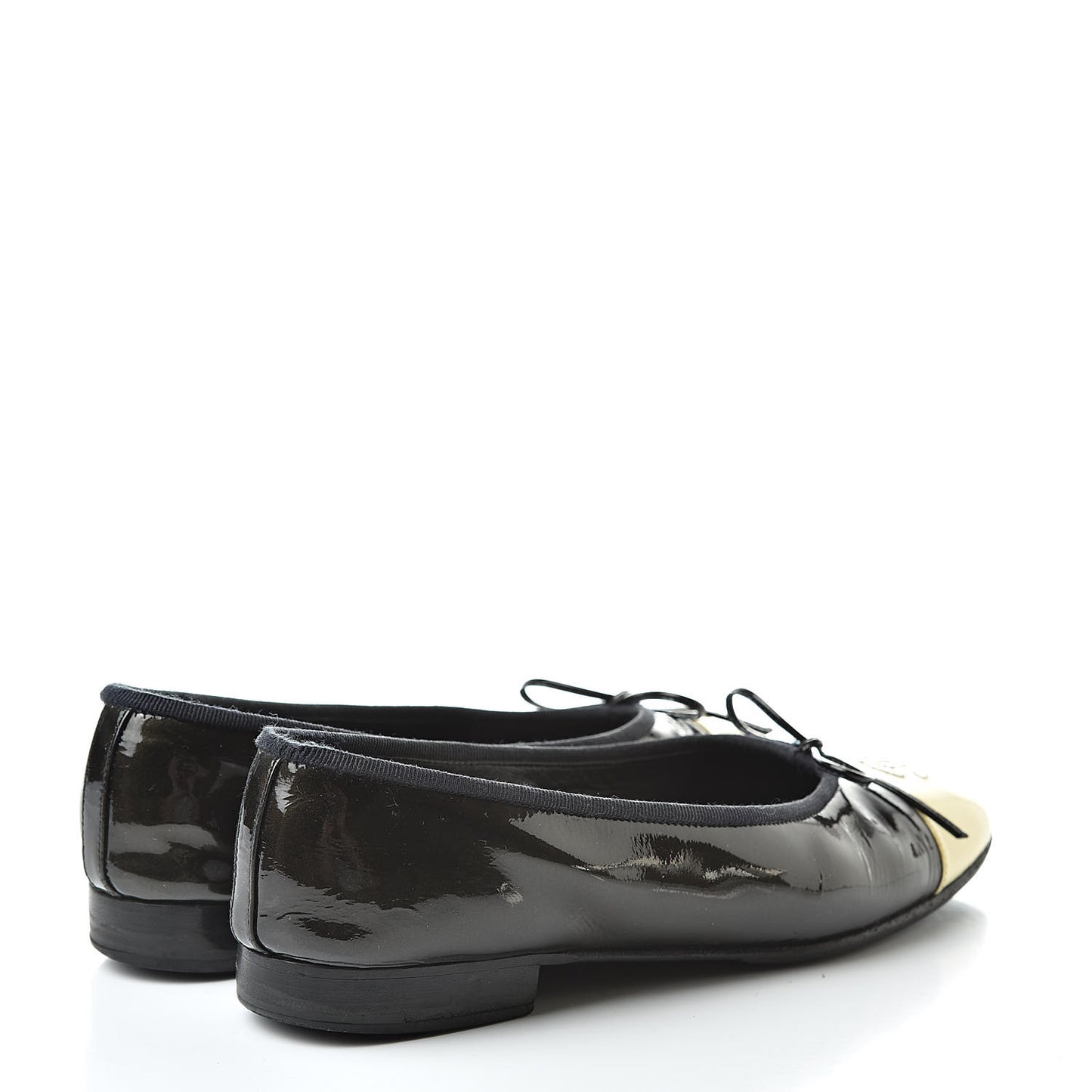 Patent Cap Toe Ballerina Flats 36.5 Black