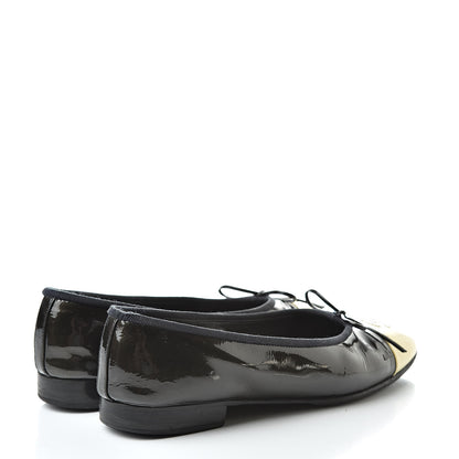 Chanel Patent Cap Toe Ballerina Flats 36.5 Black 4 of 13
