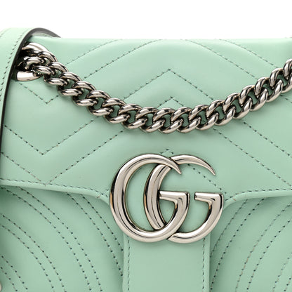 Gucci Calfskin Matelasse Mini GG Marmont Shoulder Bag Water Green 8 of 12