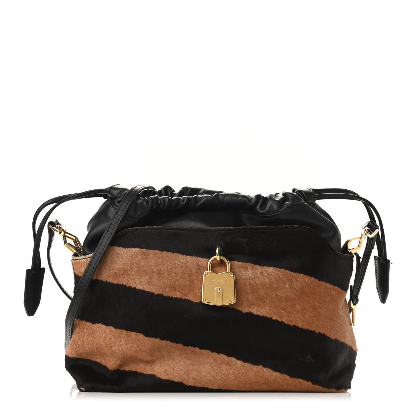 Calf Hair Striped Little Crush Dark Camel Black