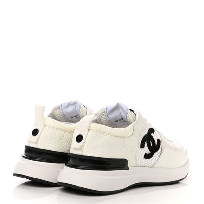 Chanel Calfskin Mesh Lycra Suede Womens Logo Sneakers 35.5 White 4 of 8