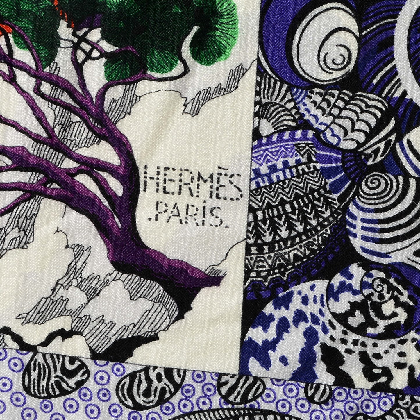 Cashmere Silk Sieste Au Paradis Shawl 140 Blanc Rouge Violet