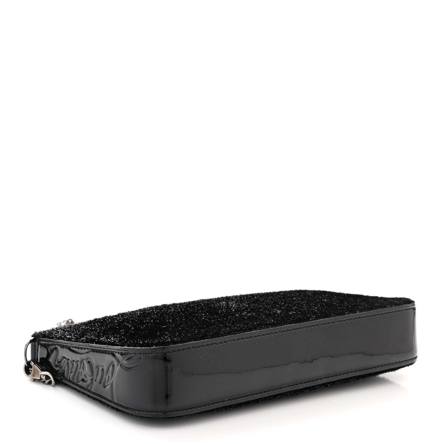 Patent Velour Loubila Chain Clutch Black