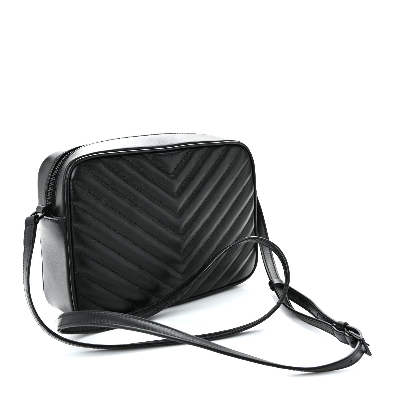 Saint Laurent Calfskin Matelasse Monogram Monochrome Lou Camera Bag Black 3 of 10