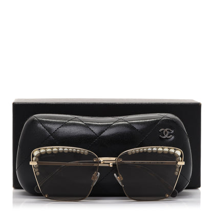 Chanel Metal Square Frame Pearl Sunglasses 4235-H Tortoise 8 of 8